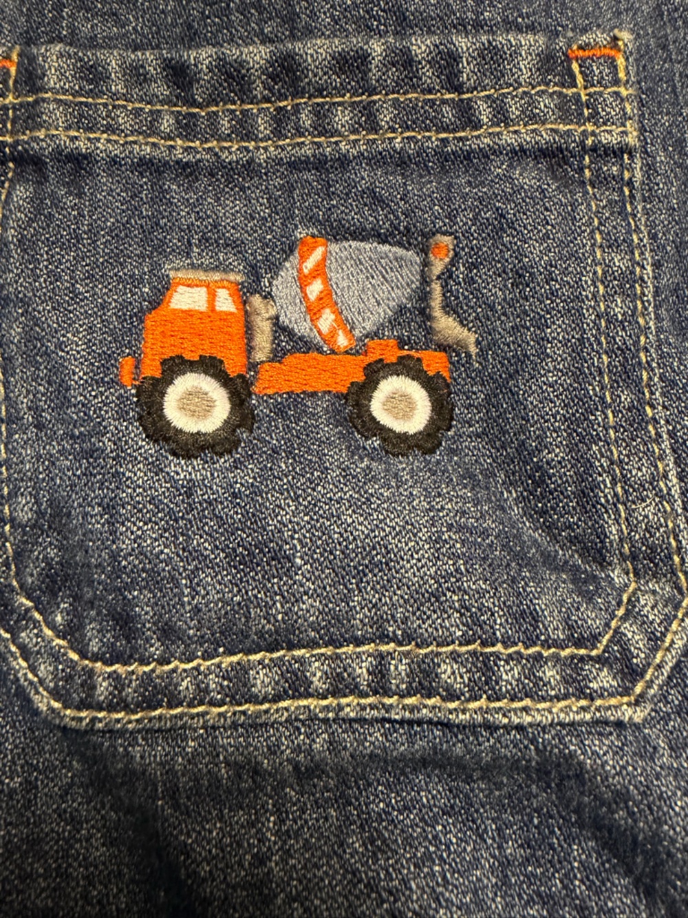 Gymboree ? vintage 2001–2004 denim short-alls embroidered Cement Truck 2T EUC!!